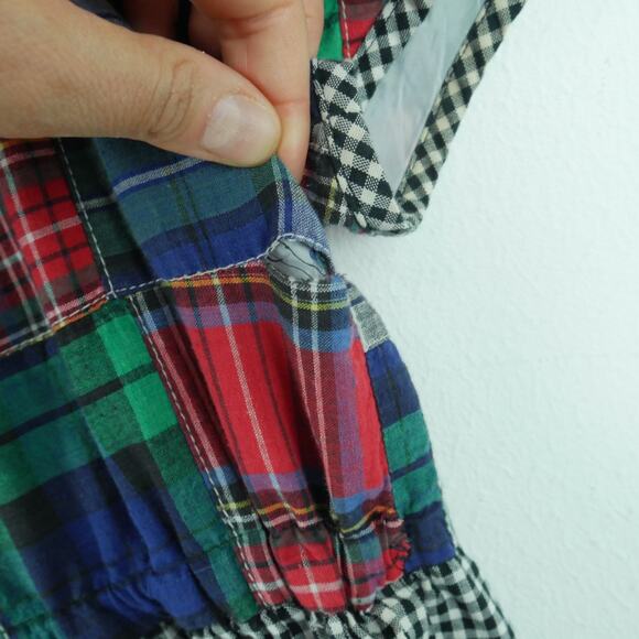 Vintage M L Dress 90s Gingham Madras Plaid Patchwork Cottagecore Grunge Prairie - Picture 9 of 9